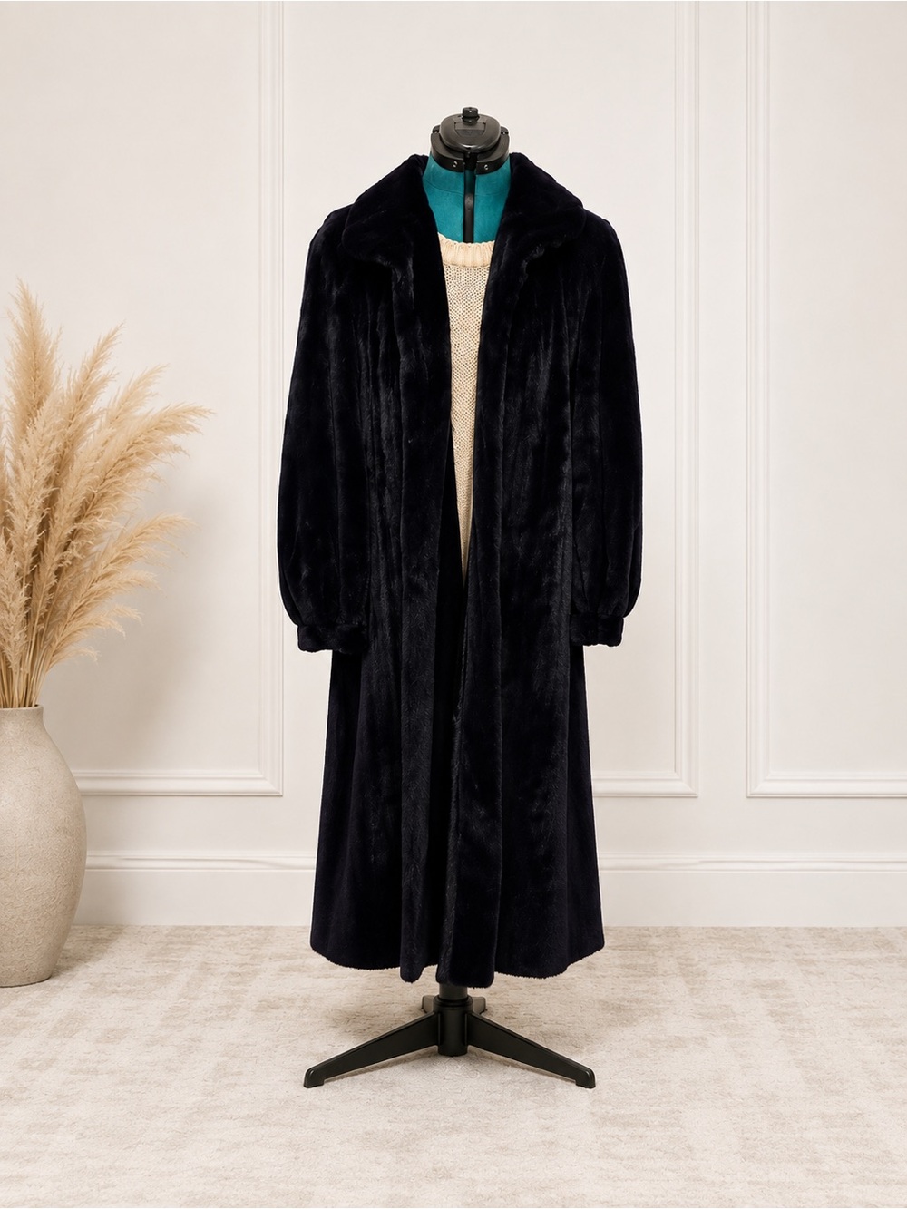 Vintage Full Length Purple Sheared Mink Fur Coat L XL 52” 85” Sweep